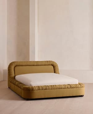 Vara Bed - Queen - Linen - Ochre - US - Listing Image