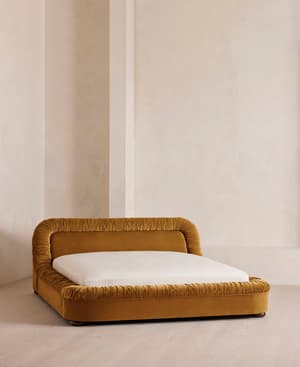 Vara Bed - King - Velvet - Mustard - Listing Image