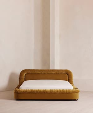 Vara Bed - King - Velvet - Mustard - Hover Image