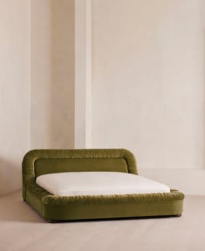 Vara Bed - Queen - Velvet - Olive - US - Listing Image