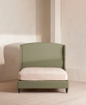 Rivas Bed - Double - Linen - Sage - Hover Image