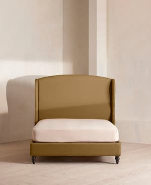 Rivas Bed - Double - Linen - Ochre - Hover Image