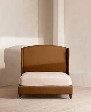 Rivas Bed - Double - Linen - Terracotta - UK - Hover Image