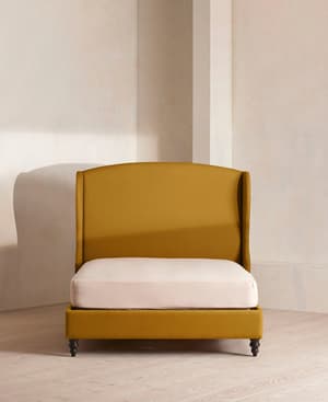 Rivas Bed - Double - Linen - Turmeric - UK - Hover Image