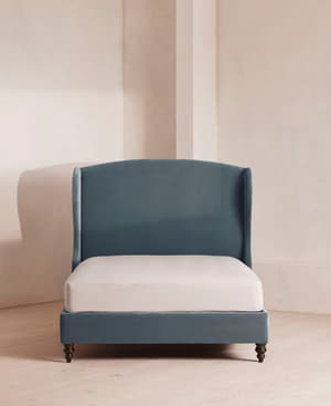 Rivas Bed - Double - Velvet - Grey Blue - Hover Image