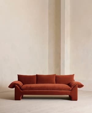 Wyatt Three Seater Sofa - Velvet - Rust - Hover Image
