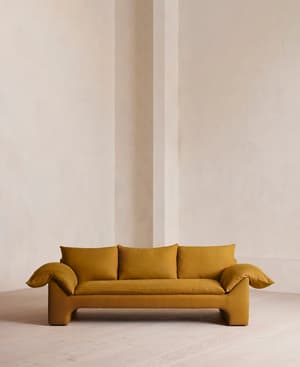 Wyatt Three Seater Sofa - Linen - Turmeric - UK - Listing Image