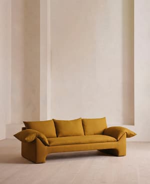 Wyatt Three Seater Sofa - Linen - Turmeric - UK - Hover Image
