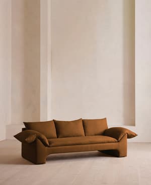 Wyatt Three Seater Sofa - Linen - Terracotta - UK - Hover Image