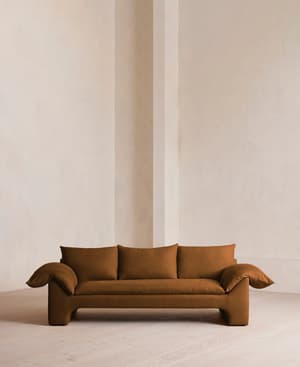 Wyatt Three Seater Sofa - Linen - Terracotta - US - Listing Image
