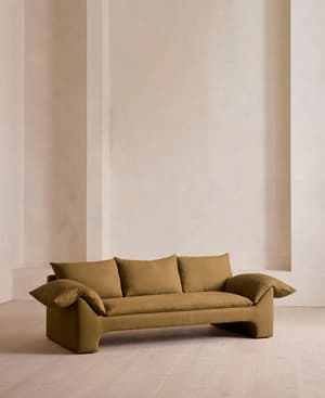 Wyatt Three Seater Sofa - Linen - Ochre - US - Hover Image