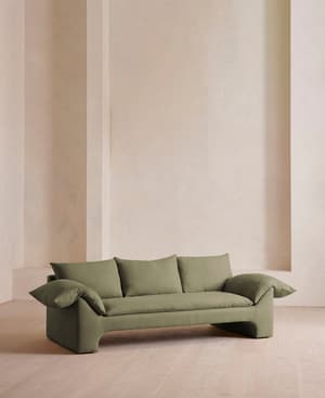 Wyatt Three Seater Sofa - Linen - Sage - Hover Image
