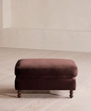 Audrey Rectangle Ottoman - Velvet - Aubergine - UK - Hover Image