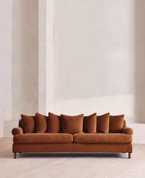 Audrey Four Seater Sofa - Velvet - Cinnamon - UK - Listing Image