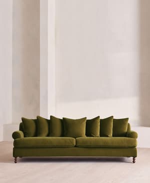 Audrey Four Seater Sofa - Velvet - Olive - Listing Image