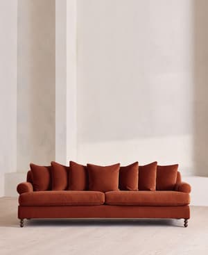 Audrey Four Seater Sofa - Velvet - Rust - US - Listing Image