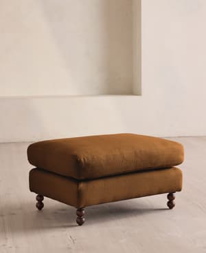 Audrey Rectangle Ottoman - Linen - Terracotta - UK - Listing Image
