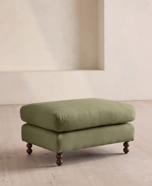 Audrey Rectangle Ottoman - Linen - Sage - Listing Image