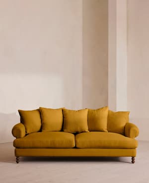Audrey Three Seater Sofa - Linen - Turmeric - US - Listing Image