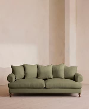 Audrey Three Seater Sofa - Linen - Sage - Hover Image