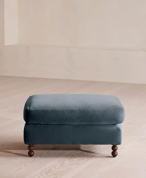 Audrey Rectangle Ottoman - Velvet - Grey Blue - Hover Image