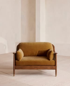 Atlanta Loveseat - Velvet - Mustard - Hover Image