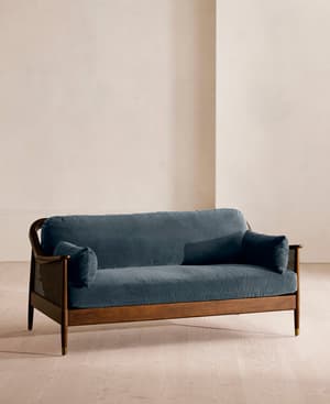 Atlanta Three Seater Sofa - Velvet - Grey Blue - US - Listing Image