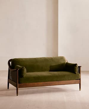Atlanta Three Seater Sofa - Velvet - Olive - US - Hover Image