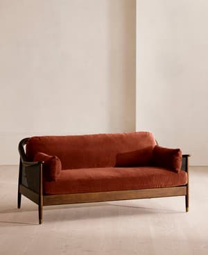 Atlanta Three Seater Sofa - Velvet - Rust - Listing Image