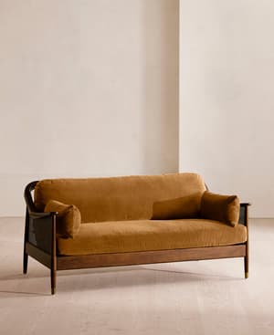 Atlanta Three Seater Sofa - Velvet - Mustard - Listing Image