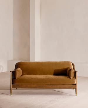 Atlanta Three Seater Sofa - Velvet - Mustard - US - Hover Image