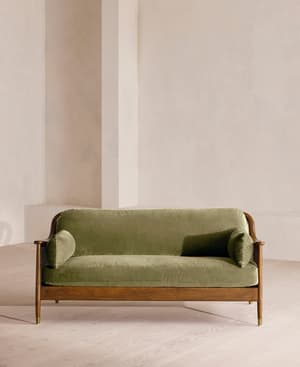 Atlanta Three Seater Sofa - Velvet - Lichen - Hover Image