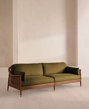 Atlanta Four Seater Sofa - Linen - Olive - Hover Image