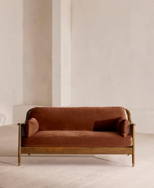 Atlanta Three Seater - Velvet - Cinnamon - UK - Hover Image
