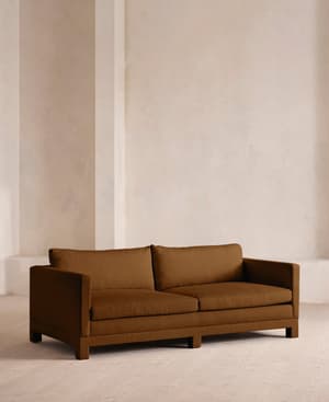 Ashford Three Seater Sofa - Linen - Terracotta - US - Hover Image