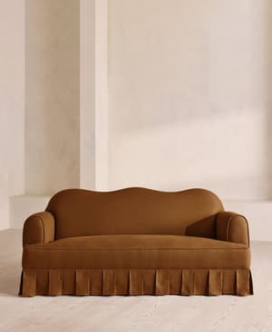 Madelyn Three Seater Sofa - Linen - Terracotta - US - Hover Image