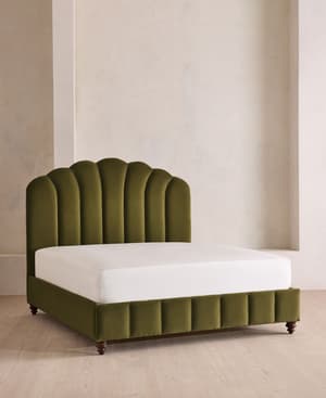 Manette Bed - with Twisted Cord - Double - Velvet - Olive - Listing Image
