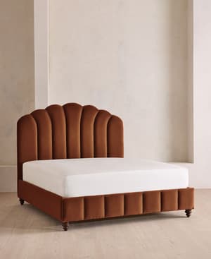 Manette Bed - with Twisted Cord - Double - Velvet - Cinnamon - UK - Listing Image