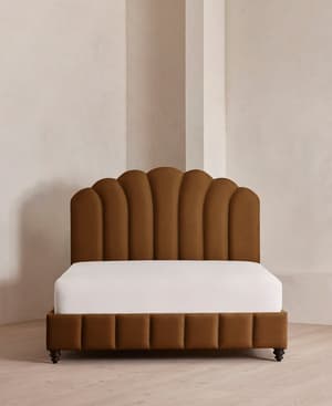 Manette Bed - with Twisted Cord - Double - Linen - Terracotta - UK - Hover Image