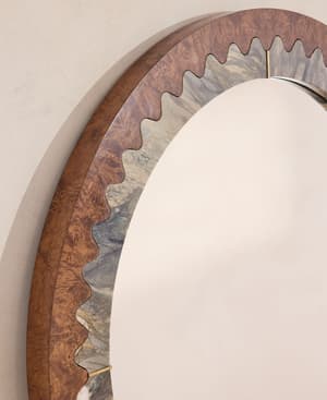 Fiore Wall Mirror - Brazilian Quartzite & Ash Burl - Hover Image