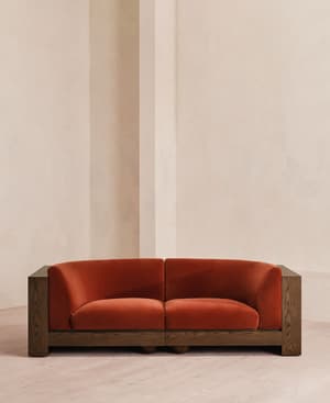 Carter Three Seater Sofa - Velvet - Rust - UK - Hover Image