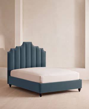 Gerrard Bed - Full - Velvet - Grey Blue - US - Listing Image