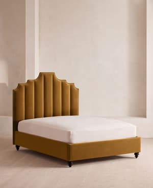 Gerrard Bed - Full - Velvet - Mustard - US - Listing Image