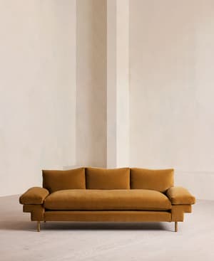 Bristol Three Seater Sofa - Velvet - Mustard - US - Listing Image