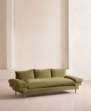 Bristol Three Seater Sofa - Velvet - Lichen - US - Hover Image