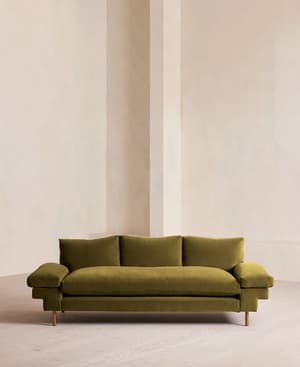 Bristol Three Seater Sofa - Velvet - Olive - US - Listing Image