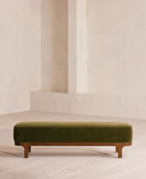 Belsa Bench - Velvet - Olive - Hover Image