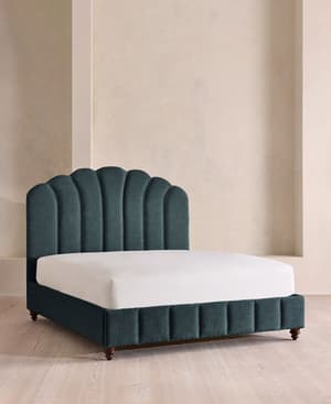 Manette Bed - Double - Linen Chenille - Deep Teal - UK - Listing Image