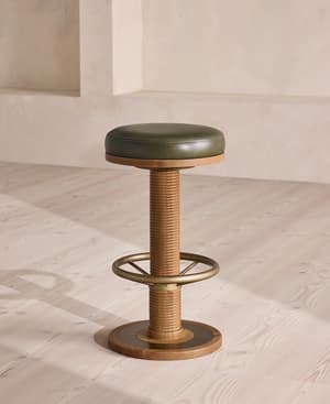 Bryden Tall Barstool - Leather - Moss - US - Listing Image