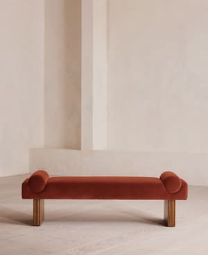 Esther Bench - Velvet - Rust - Hover Image